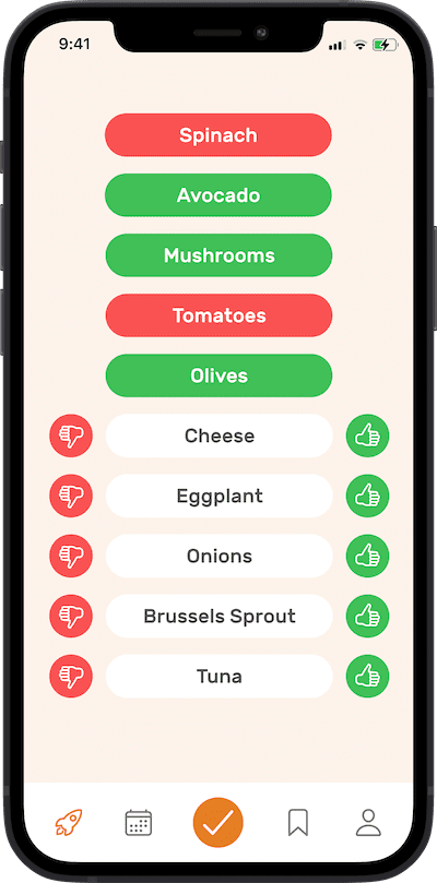 iPhone app preferences selection screen